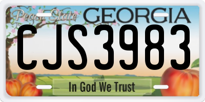 GA license plate CJS3983