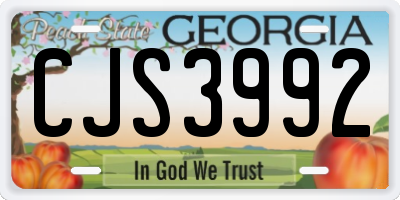 GA license plate CJS3992
