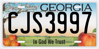 GA license plate CJS3997