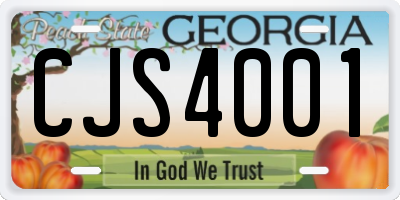 GA license plate CJS4001