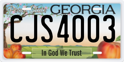 GA license plate CJS4003