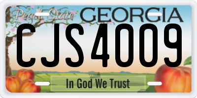 GA license plate CJS4009