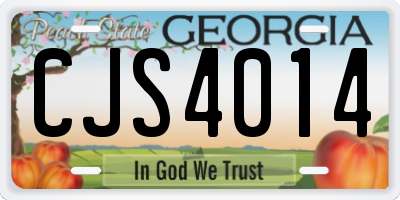 GA license plate CJS4014