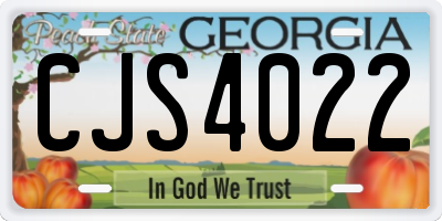 GA license plate CJS4022