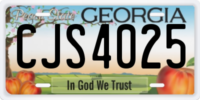 GA license plate CJS4025