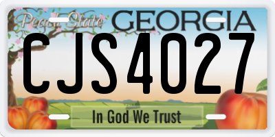 GA license plate CJS4027