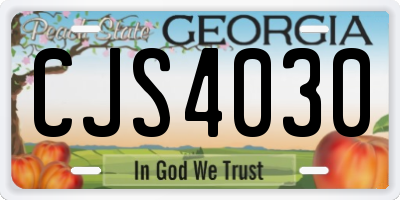 GA license plate CJS4030