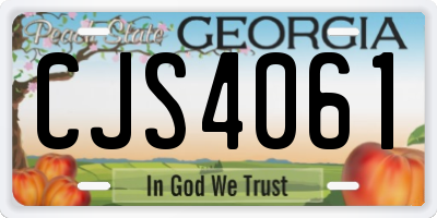 GA license plate CJS4061