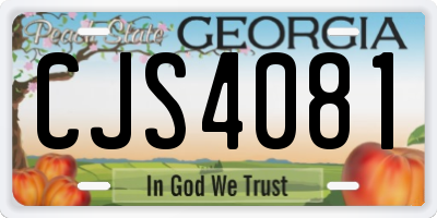 GA license plate CJS4081