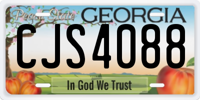 GA license plate CJS4088