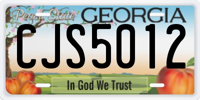 GA license plate CJS5012
