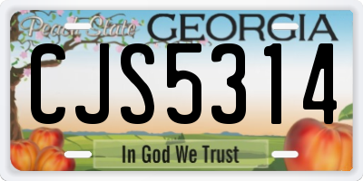 GA license plate CJS5314