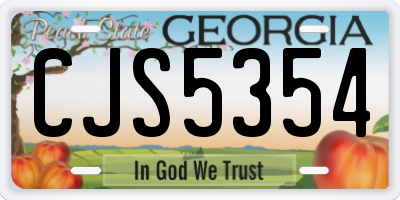 GA license plate CJS5354
