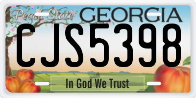 GA license plate CJS5398