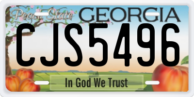 GA license plate CJS5496