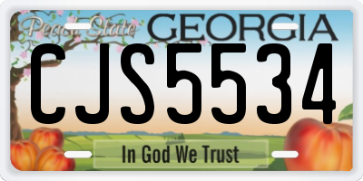 GA license plate CJS5534