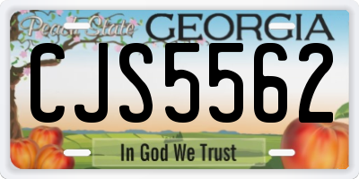 GA license plate CJS5562