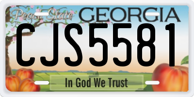 GA license plate CJS5581