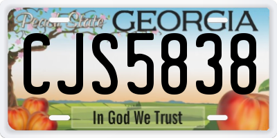 GA license plate CJS5838