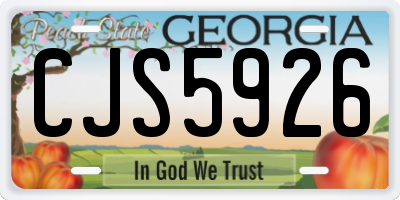 GA license plate CJS5926