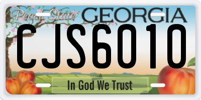 GA license plate CJS6010