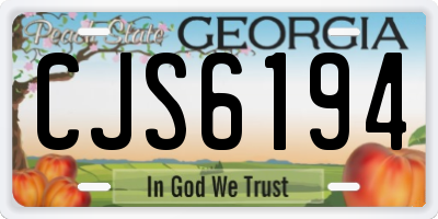 GA license plate CJS6194