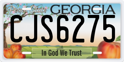 GA license plate CJS6275