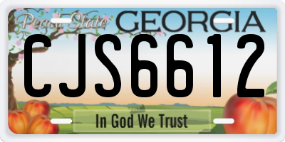 GA license plate CJS6612