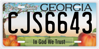 GA license plate CJS6643