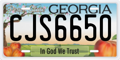 GA license plate CJS6650