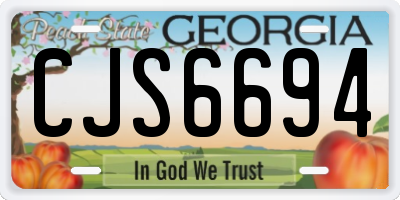 GA license plate CJS6694