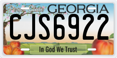 GA license plate CJS6922