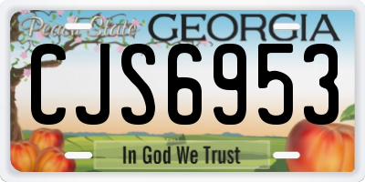 GA license plate CJS6953