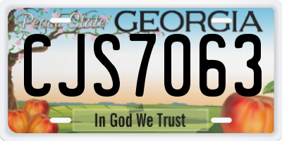 GA license plate CJS7063