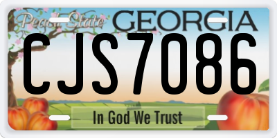 GA license plate CJS7086