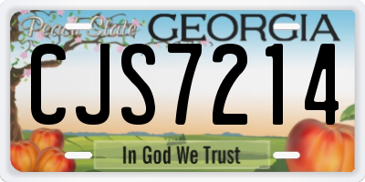 GA license plate CJS7214