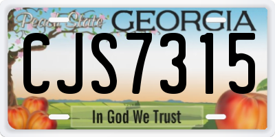 GA license plate CJS7315