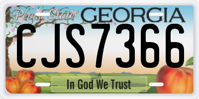 GA license plate CJS7366
