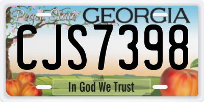 GA license plate CJS7398
