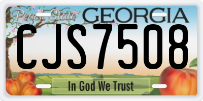 GA license plate CJS7508