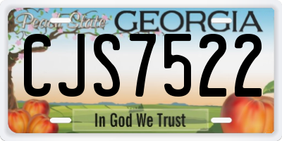 GA license plate CJS7522