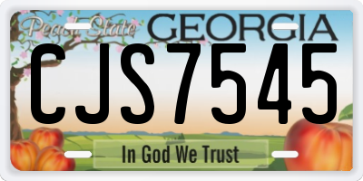 GA license plate CJS7545