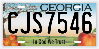 GA license plate CJS7546