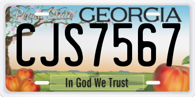 GA license plate CJS7567