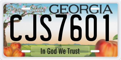 GA license plate CJS7601