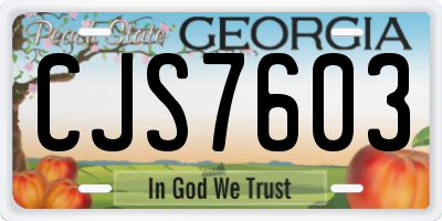 GA license plate CJS7603
