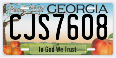 GA license plate CJS7608