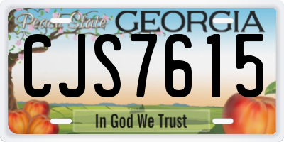 GA license plate CJS7615