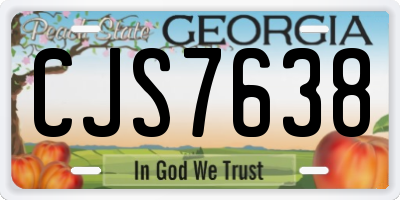 GA license plate CJS7638