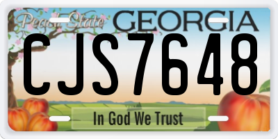 GA license plate CJS7648